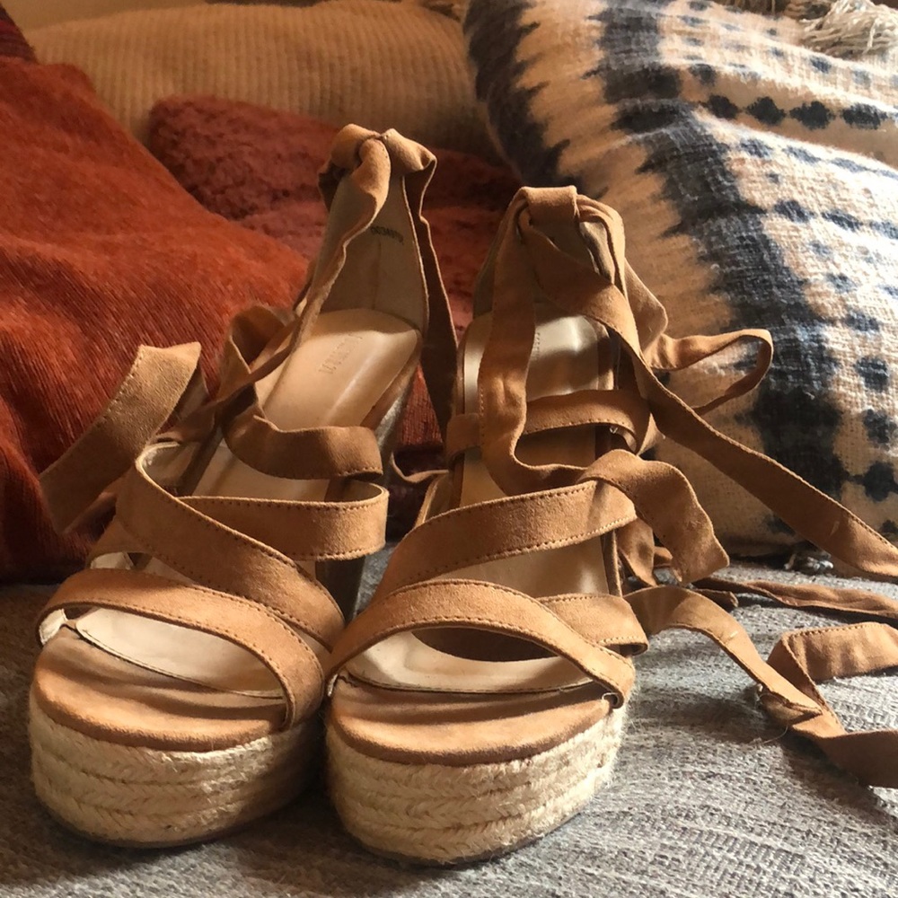 Forever 21 Tan wrap wedges